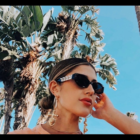 24k Gold Lion Cross Hoop Earrings - Picture 7 of 9